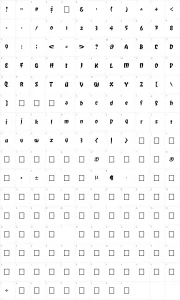 Mapa de caracteres da fonte Romulan Falcon