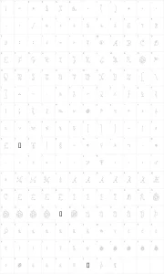 Mapa de caracteres da fonte Rose Water