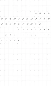 Mapa de caracteres da fonte Rough Brush Script