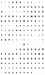 Mapa de caracteres da fonte Roughknight