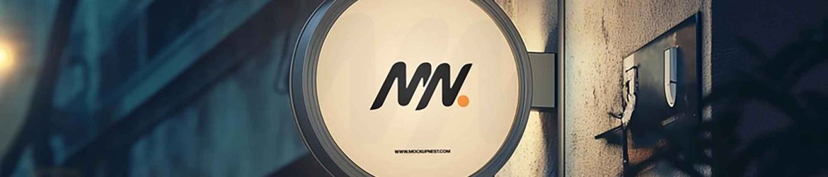 Round Hanging Signboard Mockup