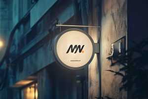 Round Hanging Signboard Mockup