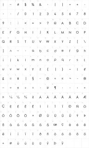 Mapa de caracteres da fonte Rounded Elegance