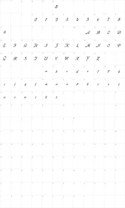 Mapa de caracteres da fonte RoundHand Free