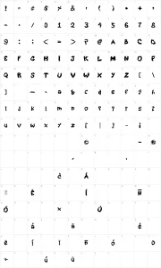 Mapa de caracteres da fonte Roy's Scratched Handwritting