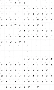 Mapa de caracteres da fonte Royal Fighter