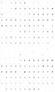 Mapa de caracteres da fonte Royal Vanity