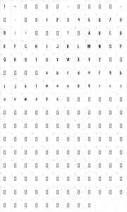 Mapa de caracteres da fonte Rubbing Font