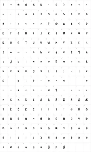 Mapa de caracteres da fonte Rumpelstiltskin