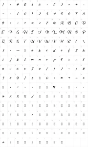 Mapa de caracteres da fonte Rusted Braves
