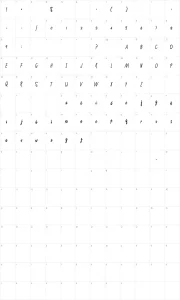 Mapa de caracteres da fonte Ruth Script