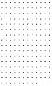 Mapa de caracteres da fonte Sailor Larry