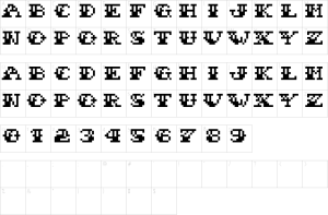 Mapa de caracteres da fonte Sailor Stitch Font | 1001 Free Fonts
