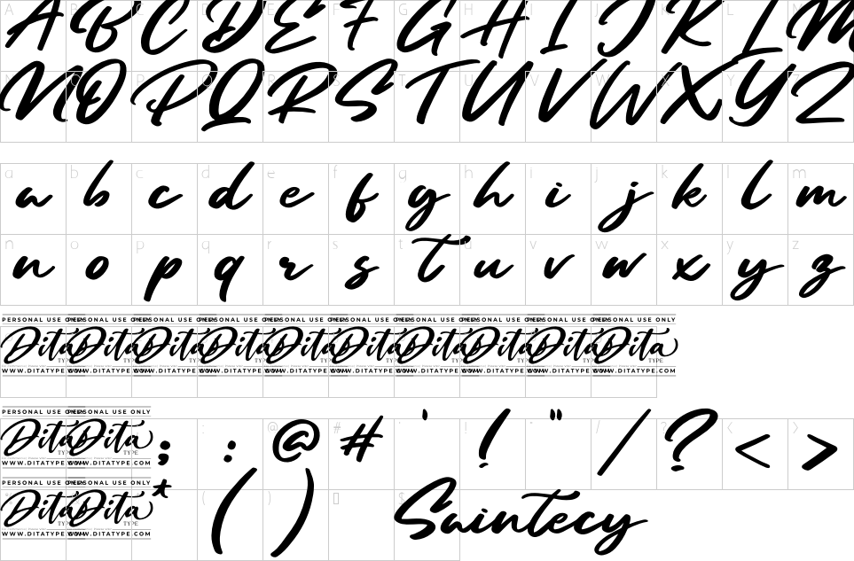 Mapa de caracteres da fonte Saintecy Font | 1001 Free Fonts