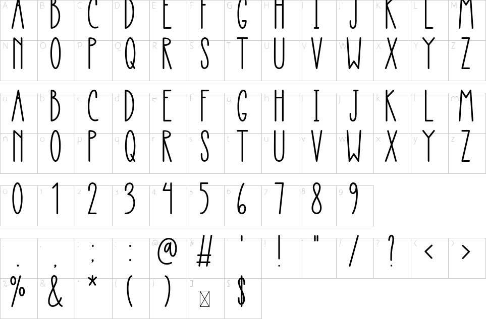 Mapa de caracteres da fonte Salt Shaker Font | 1001 Free Fonts