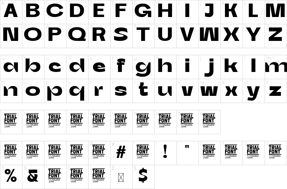 Mapa de caracteres da fonte Salvador Abstract Font | 1001 Free Fonts