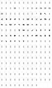 Mapa de caracteres da fonte Sam's Dingbats