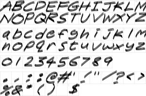 Mapa de caracteres da fonte Sandscrape Font | 1001 Free Fonts