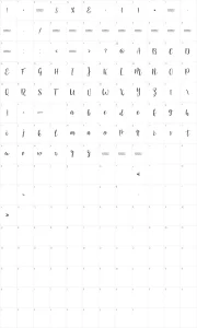 Mapa de caracteres da fonte Sanies Script