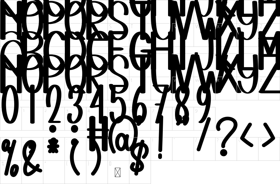 Mapa de caracteres da fonte Santa Coffee Font | 1001 Free Fonts