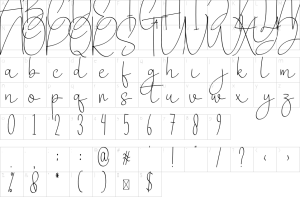 Mapa de caracteres da fonte Santa Signature Font | 1001 Free Fonts