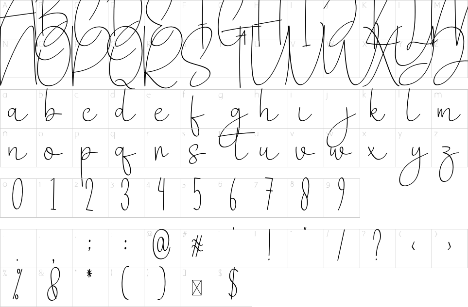 Mapa de caracteres da fonte Santa Signature Font | 1001 Free Fonts