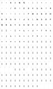 Mapa de caracteres da fonte Santas Big Secret BB