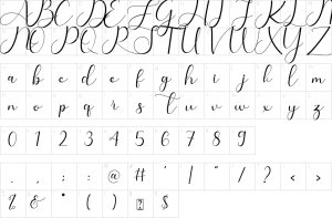Mapa de caracteres da fonte Sarilla Font | 1001 Free Fonts