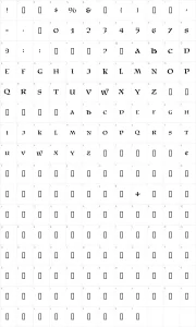Mapa de caracteres da fonte Satans Minions