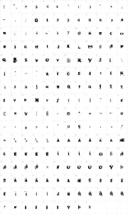 Mapa de caracteres da fonte sAWesome