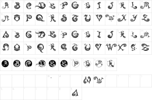 Mapa de caracteres da fonte Schnoerkel Caps Font | 1001 Free Fonts