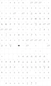 Mapa de caracteres da fonte Schnookums