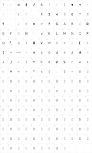 Mapa de caracteres da fonte Scrap It Up