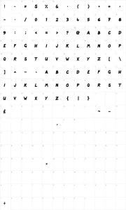Mapa de caracteres da fonte Scribbage