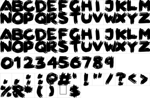 Mapa de caracteres da fonte Scribbletastic Brush Font | 1001 Free Fonts