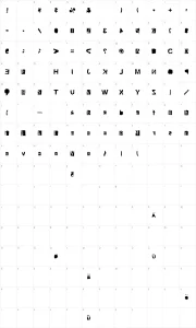 Mapa de caracteres da fonte Script Serif