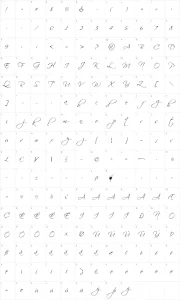 Mapa de caracteres da fonte Scriptina Pro