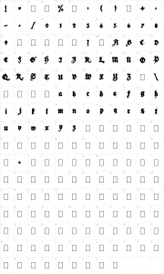 Mapa de caracteres da fonte Season of the Witch Black