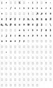 Mapa de caracteres da fonte Season of the Witch