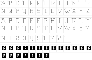 Mapa de caracteres da fonte Second Base Line Font | 1001 Free Fonts