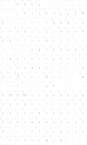 Mapa de caracteres da fonte Second Lyrics