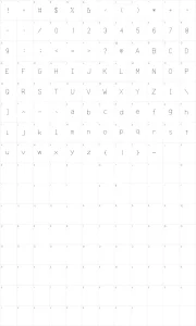 Mapa de caracteres da fonte Secret Code