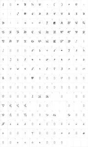 Mapa de caracteres da fonte Secret Love Letters