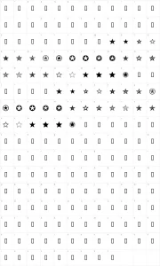 Mapa de caracteres da fonte Seeing Stars