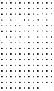 Mapa de caracteres da fonte Serif