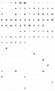 Mapa de caracteres da fonte Serpentis Black