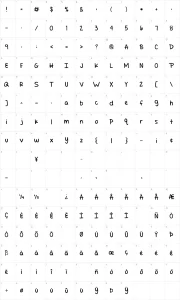 Mapa de caracteres da fonte Set Fire to the Rain