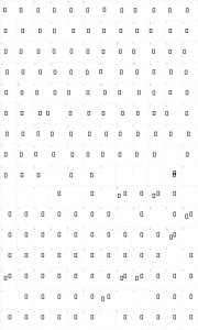 Mapa de caracteres da fonte Seven Arts