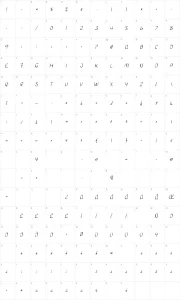 Mapa de caracteres da fonte SF Burlington Script