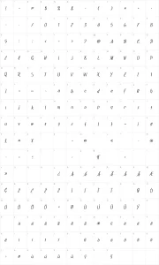 Mapa de caracteres da fonte SF Foxboro Script